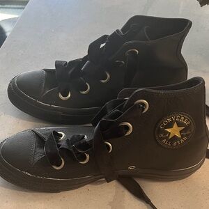 Converse Black Sneakers with Gold Star